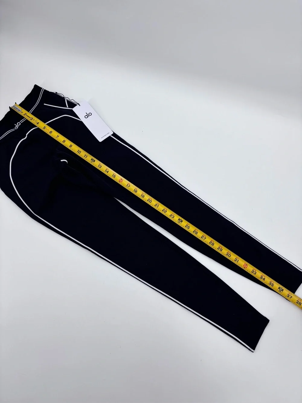 ALO Yoga Black Leggings with White Piping